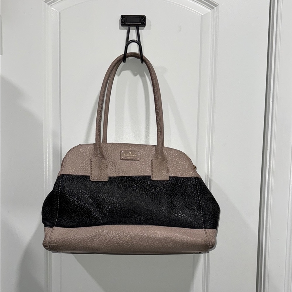 Kate Spade Black and Tan Satchel with Dome Shape